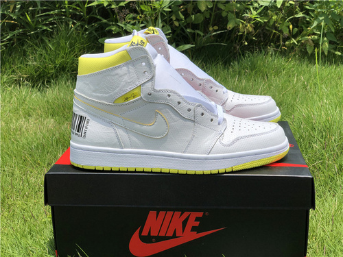 Air Jordan 1 _FIRST CLASS FLIGHT_ barcode_ white and yellow color_ number 555088 170. full code shipment 36-40-46-086a471f